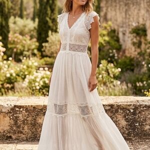 Sundance Ivory Lace-Trim Maxi Dress